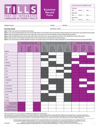 Produktbild: Test of Integrated Language and Literacy Skills(tm) (Tills(tm)) Examiner Record Forms