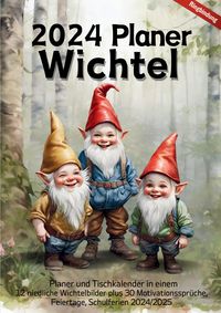 Produktbild: 2024 Planer mit 30 Motivationsspr&uuml;chen Monatskalender Tischkalender Jahresplaner mit Zitaten Wichtel-Baby Kinder Wichtelgeschenkidee Geschenk Weihnach