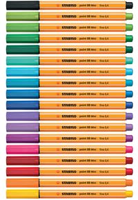 Fineliner - STABILO point 88 Mini - 18er Pack - mit 18 verschiedenen Farben