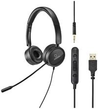 Produktbild: Renkforce RF-HS-360 On Ear Headset kabelgebunden Stereo Schwarz Lautst&auml;rkeregelung, Mikrofon-Stummschaltung Computer