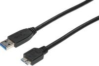 Produktbild: Digitus USB-Kabel USB 3.2 Gen1 USB-A Stecker, USB-Micro-B 3.0 Stecker 1.00 m Schwarz AK-300116-010-S