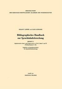 Produktbild: Bibliographisches Handbuch zur Sprachinhaltsforschung