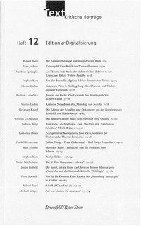Produktbild: Text. Kritische Beitr&auml;ge / Text. Kritische Beitr&auml;ge. Edition & Digitalisierung