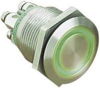 Produktbild: Bulgin MPI002/TERM/GN MPI002/TERM/GN Vandalismusgesch&uuml;tzter Drucktaster 24 V/DC 0.05 A 1 x Aus/(Ein) tastend Gr&uuml;n (&Oslash; x L) 22 mm x 31 mm IP66 1 St.