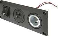 Produktbild: ProCar Einbausteckdose mit USB-C/A Doppelsteckdose schaltbar + 1 Powersteckdose Belastbarkeit Strom max.=20 A 12 V, 24 V