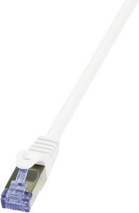 Produktbild: LogiLink CQ4051S RJ45 Patchkabel CAT 6a S/FTP 2.00 m Wei&szlig; vergoldete Steckkontakte, Flammwidrig, mit Rastnasenschutz 1 St.