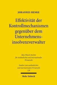 Produktbild: Effektivit&auml;t der Kontrollmechanismen gegen&uuml;ber dem Unternehmensinsolvenzverwalter