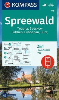 Produktbild: KOMPASS Wanderkarte 748 Spreewald, Teupitz, Beeskow, L&uuml;bben, L&uuml;bbenau, Burg 1:50.000