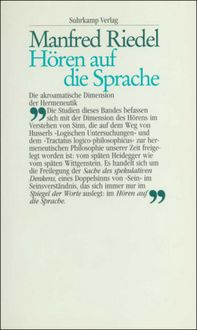 Produktbild: H&ouml;ren auf die Sprache