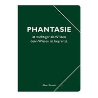 Produktbild: Sammelmappe A4 gr&uuml;n, "Phantasie ist wichtiger als Wissen, denn Wissen ist begrenzt." (Albert Einstein)