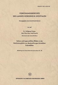 Produktbild: Solare und tageszeitliche Effekte in der Hochatmosph&auml;re aus Beobachtungen k&uuml;nstlicher Erdsatelliten