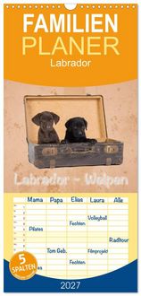 Produktbild: Familienplaner 2027 - Labrador - Welpen mit 5 Spalten (Wandkalender, 21 x 45 cm) CALVENDO