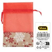 Produktbild: Idena Organzabeutel rot mit Schneeflocken 13x18cm