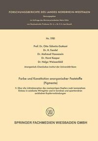 Produktbild: Farbe und Konstitution anorganischer Feststoffe (Pigmente)