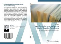 Produktbild: Das formale Strafverfahren in der Hauptverhandlung