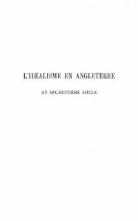 Produktbild: Idealisme en angleterre au dix-huitieme siecle