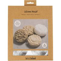 Produktbild: Creativ Company Silikonform, Rund mit Blumenmuster, L 6,8 cm, B 2,3 cm, 4 Stk