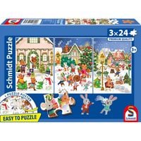 Produktbild: Schmidt 55657 - Fr&ouml;hliche Weihnachten, Easy to Puzzle, Kinderpuzzle-Box mit Poster, 3 x 24 Teile