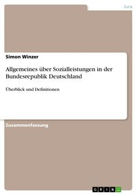 Produktbild: Allgemeines &uuml;ber Sozialleistungen in der Bundesrepublik Deutschland