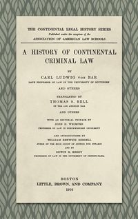 Produktbild: A History of Continental Criminal Law (1916)