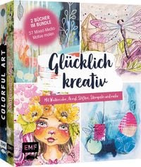 Produktbild: Gl&uuml;cklich kreativ &ndash; Zwei B&uuml;cher im Bundle: 37 Mixed-Media-Motive malen