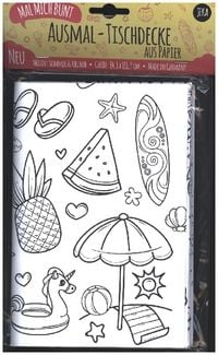 Produktbild: Mal Mich Bunt Ausmal-Tischdecke aus Papier, Motiv Sommer und Urlaub