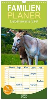 Produktbild: Familienplaner 2026 - Liebenswerte Esel mit 5 Spalten (Wandkalender, 21 x 45 cm) CALVENDO
