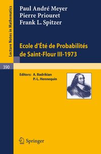 Produktbild: Ecole d'Ete de Probabilites de Saint-Flour III, 1973
