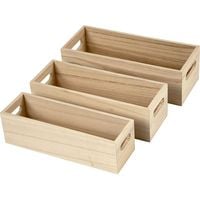 Produktbild: Creativ Company Holzkasten, H 6,5-7,5 cm, L 22+23,5+25 cm, B 6,5+7,5+8,5 cm, 3 Stk/ 1 Set