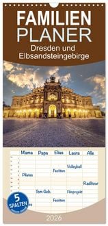 Produktbild: Familienplaner 2026 - Dresden und Elbsandsteingebirge mit 5 Spalten (Wandkalender, 21 x 45 cm) CALVENDO