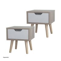 Produktbild: HTI-Living HTI-Living Nachttisch 1 Schublade 2er-Set Thekla Sonoma Wei&szlig;
