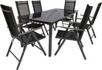 Produktbild: 7 tlg. Alu Glas Tisch Gartenset Sitzgruppe 189SW