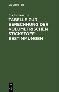 Produktbild: Tabelle zur Berechnung der volumetrischen Stickstoff-Bestimmungen