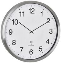 Produktbild: TFA Dostmann 60.3548.02 Funk Wanduhr 50.8mm x 65mm Wei&szlig;, Silber Gro&szlig;es Display