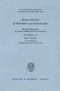 Produktbild: Bruno Gleitze als Wirtschafts- und Kulturforscher.