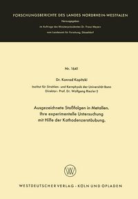 Produktbild: Ausgezeichnete Sto&szlig;folgen in Metallen. Ihre experimentelle Untersuchung mit Hilfe der Kathodenzerst&auml;ubung