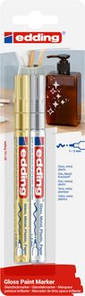 Produktbild: edding 751 Lackmarker medium, 2er Set gold/silber