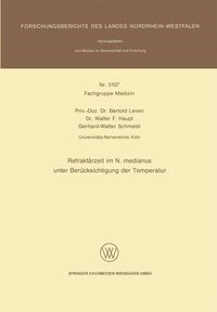 Produktbild: Refrakt&auml;rzeit im N. medianus unter Ber&uuml;cksichtigung der Temperatur