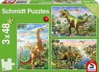 Produktbild: Abenteuer mit den Dinosauriern. 3 x 48 Teile Puzzle