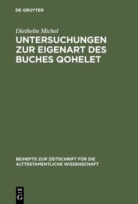 Produktbild: Untersuchungen zur Eigenart des Buches Qohelet