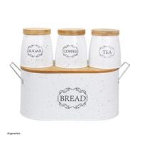 Produktbild: neuetischkultur Brotkasten Vorratsdosen 4er-Set Landhaus Wei&szlig;