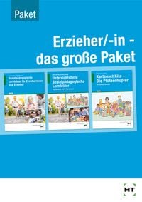 Produktbild: Paketangebot Erzieher/-in - das gro&szlig;e Paket. Sozialp&auml;dagogische Lernfelder LF 1-6 + Unterrichtshilfe + Pf&uuml;tzenh&uuml;pfer-Grundkarten