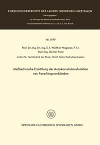 Produktbild: Me&szlig;technische Ermittlung der Autokorrelationsfunktion von Faserl&auml;ngsverb&auml;nden