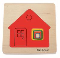 Produktbild: Beleduc 10141 - Lagenpuzzle H&auml;uschen, Holz-Puzzle, 4-teilig