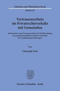 Produktbild: Vertrauensschutz im Privatrechtsverkehr mit Gemeinden.