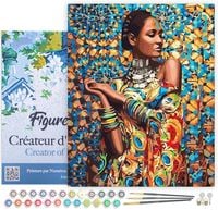 Produktbild: FiguredArt PN1318-Y - Malen nach Zahlen, Frau in traditioneller Kleidung, Leinen-Keilrahmen (40x50cm), Malset, Paint by Numbers
