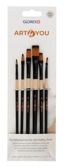 Produktbild: Synthetic Hobbypinsel 6er Set Flach, Gr. 1, 3, 6, 8, 10, 12