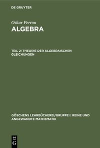 Produktbild: Theorie der algebraischen Gleichungen