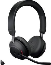 Produktbild: Jabra Evolve2 65 MS On Ear Headset Bluetooth&reg; Stereo Schwarz Lautst&auml;rkeregelung, Batterieladeanzeige, Mikrofon-Stummschaltung Telefon