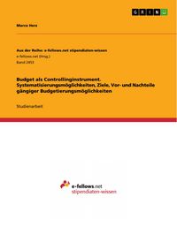Produktbild: Budget als Controllinginstrument. Systematisierungsm&ouml;glichkeiten, Ziele, Vor- und Nachteile g&auml;ngiger Budgetierungsm&ouml;glichkeiten